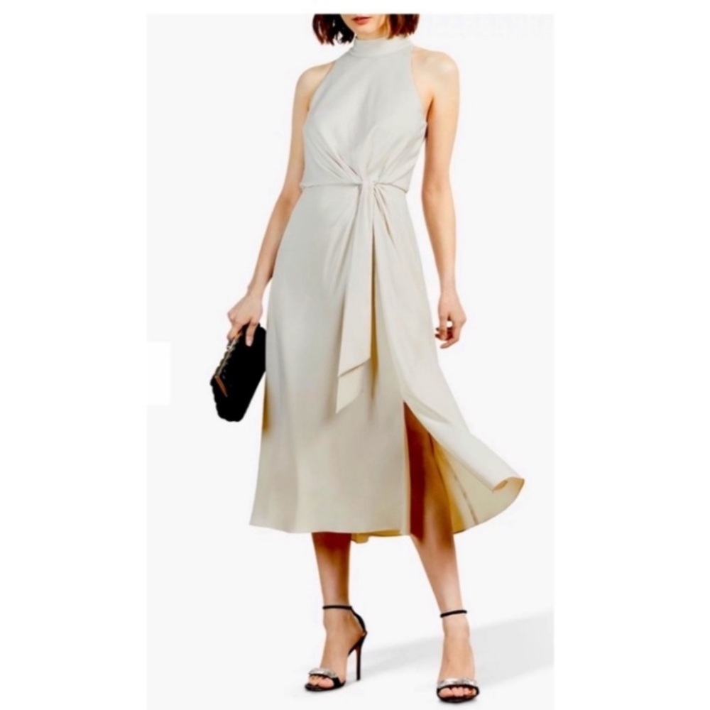 TED BAKER Lelly Off White Ivory Midi Dress Sz 6 Cocktail Wedding Guest Formal